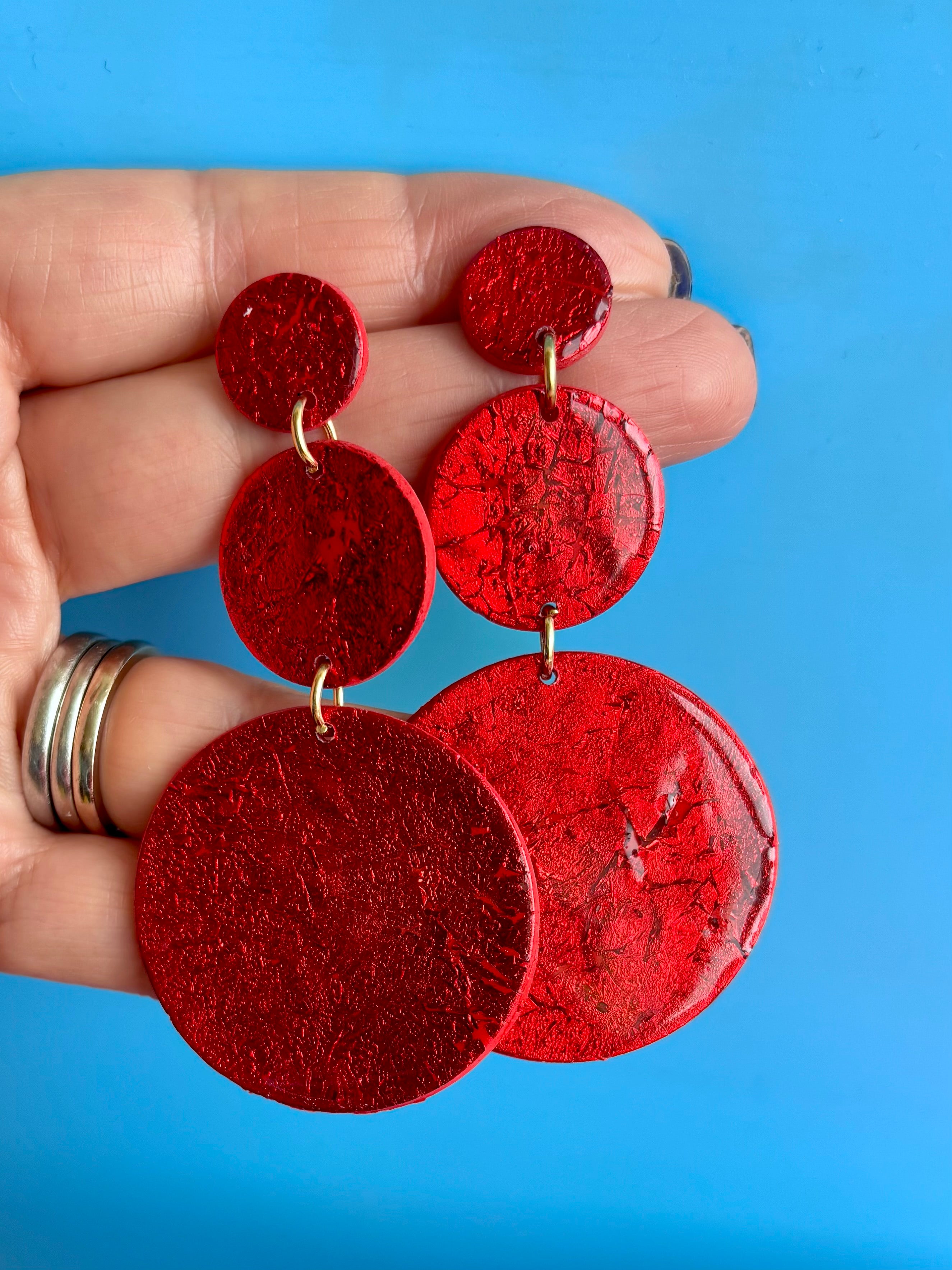 POMODORO - Red dangle statement earrings