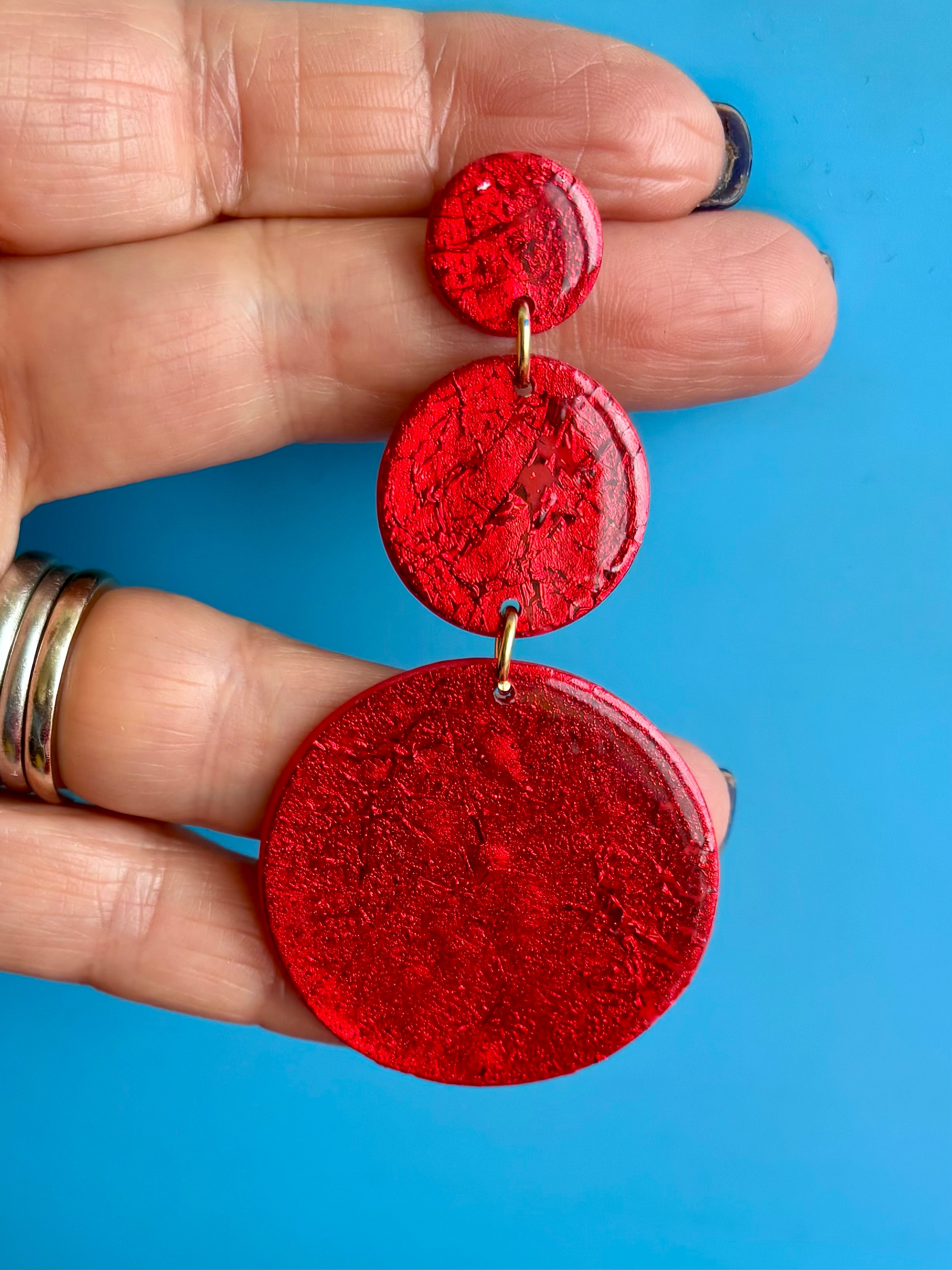 POMODORO - Red dangle statement earrings