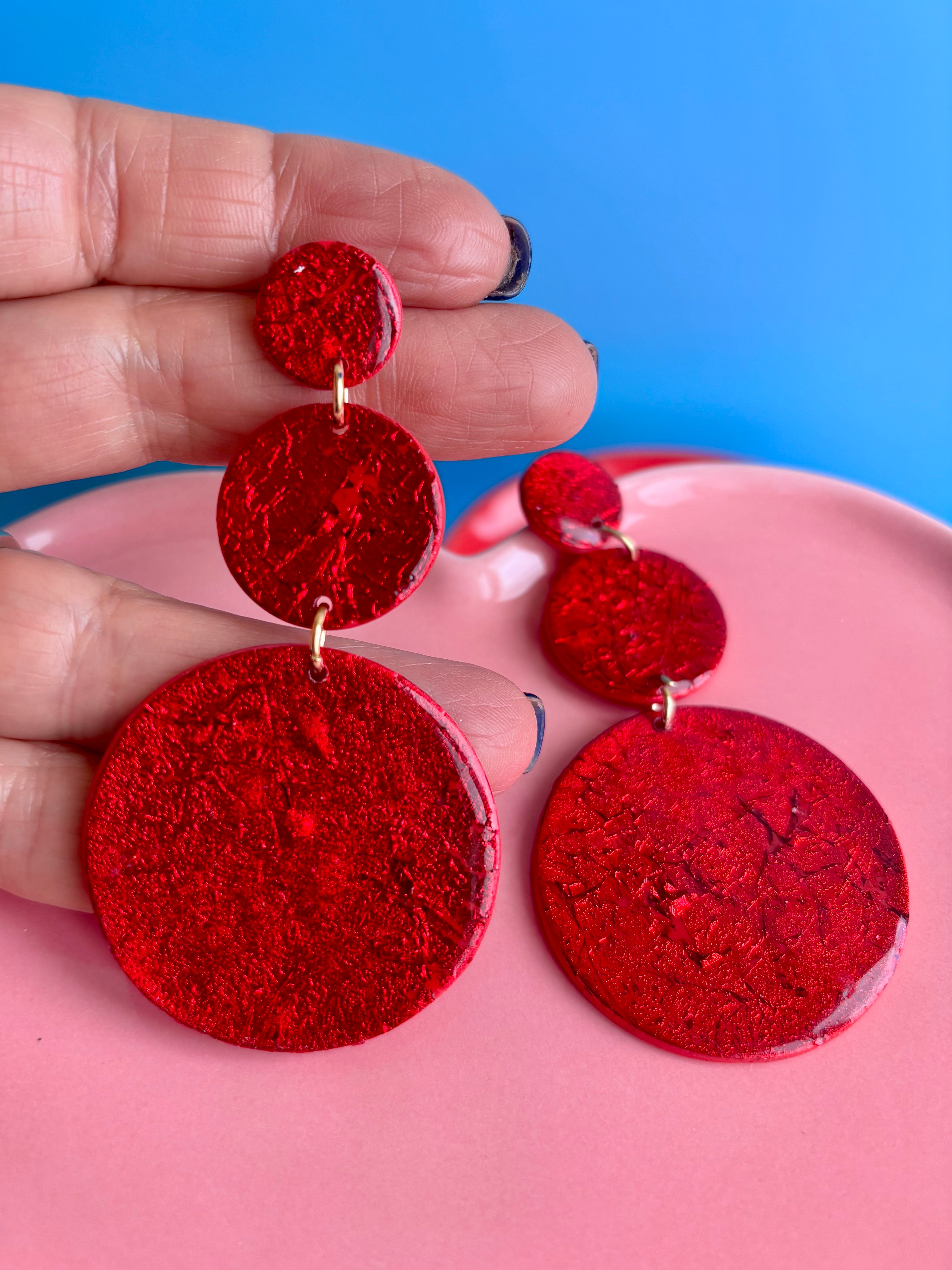 POMODORO - Red dangle statement earrings
