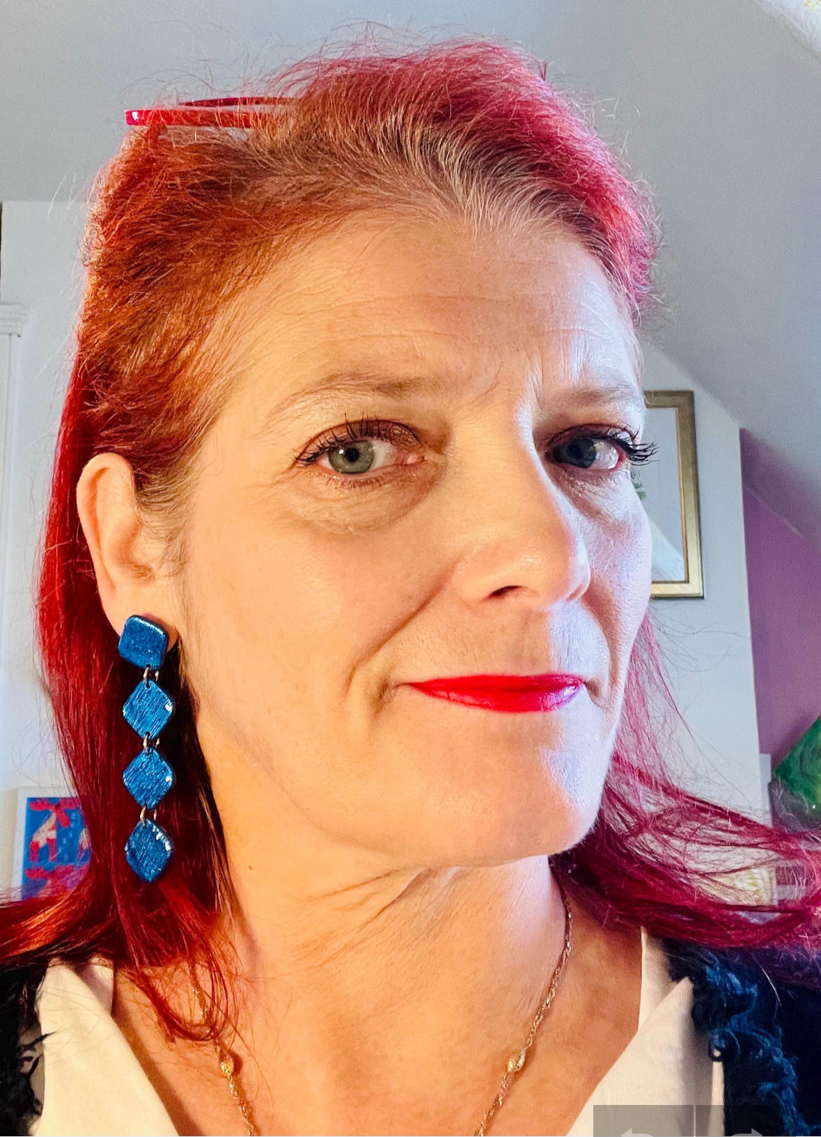 Blue geometric earrings for a colorful style boost. Perfect accessory for a chic party or everyday outfit. Make a statement or choose a great handmade gift.
Blue statement earrings, Long dangle earrings, mysarajewellery earrings for her. Birthday present for friend or Blue accessories lover