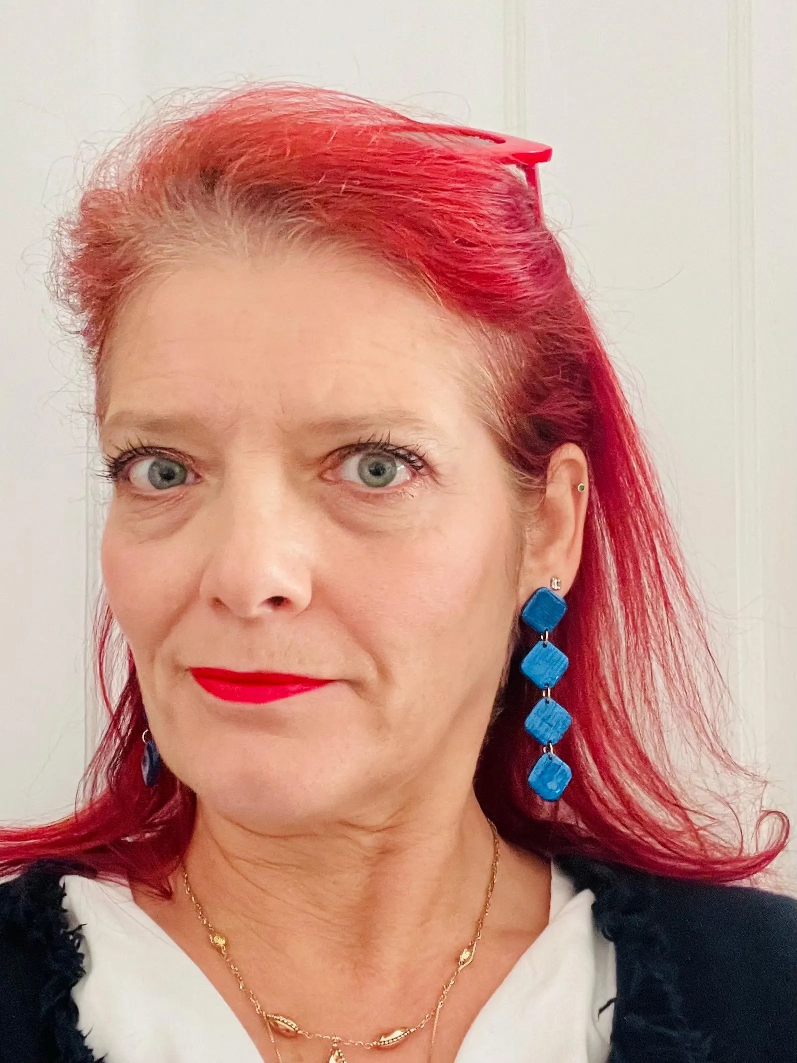 Unleash your inner fashionista with QUADRO - Blue geometric earrings! Elevate your style game at parties or in your everyday life. These one-of-a-kind earrings make for a unique and playful gift option too.&nbsp;

Made of polymer clay these earrings are very comfortable and as stylish or everyday as you want to style them. A beautiful royal navy blue is always easy to match and it's always appropriate.
My Sara Jewellery