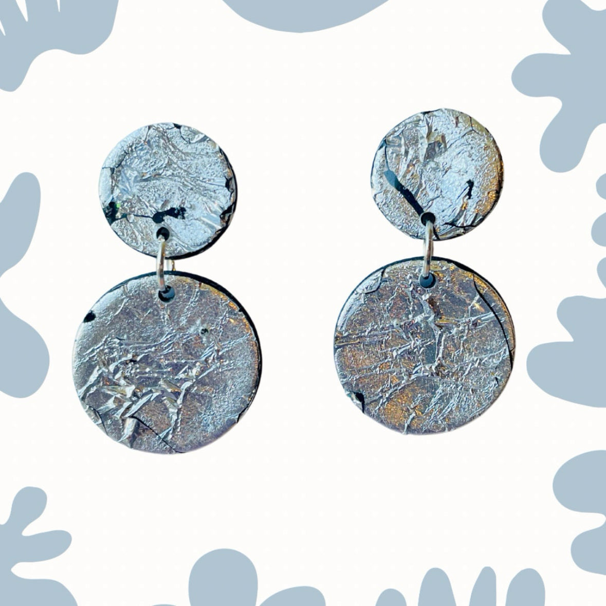 These silver earrings are perfect to bring a touch of sparkle to your day. Perfect for a small gift they are a versatile accessory to suit any style. Looking for unique gifts? Whether for mum or a good friend these handmade polymer clay Golden earrings would be ideal.

Make a statement with our exquisite, handmade earrings – the perfect blend of fashion and fun! Add them to your cart now and enjoy!

Mysarajewellery silver earrings inspired by murano glass